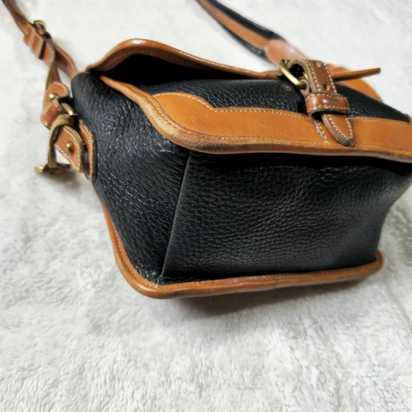 Vintage Dooney & Bourke Black Brown Leather Crossbody Satchel Bag Purse - Picture 4 of 16